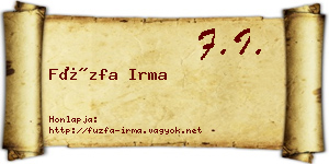 Füzfa Irma névjegykártya